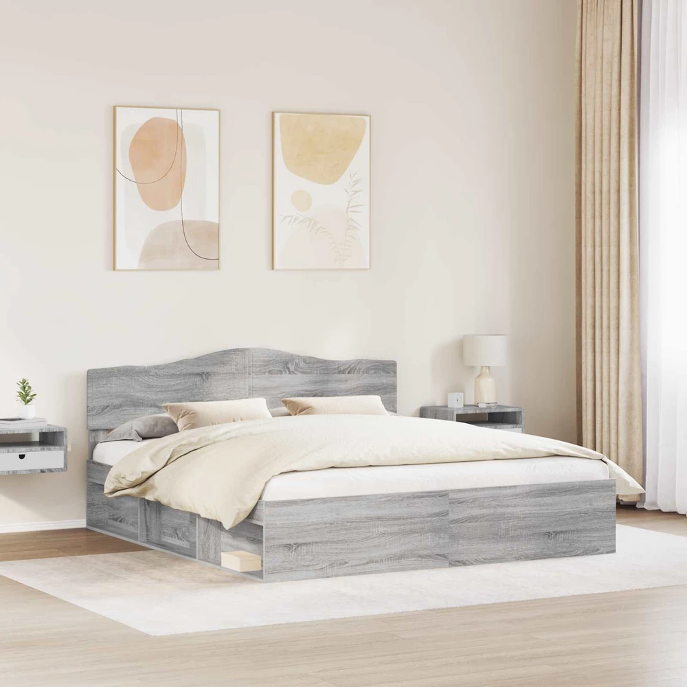 Lovos rėmas Pilkas Sonoma 180 x 200 cm Kietos pušies mediena