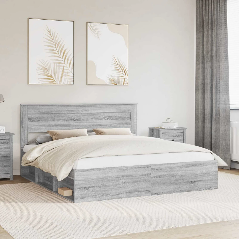 Lovos rėmas Pilkas Sonoma 180 x 200 cm Kietos pušies mediena