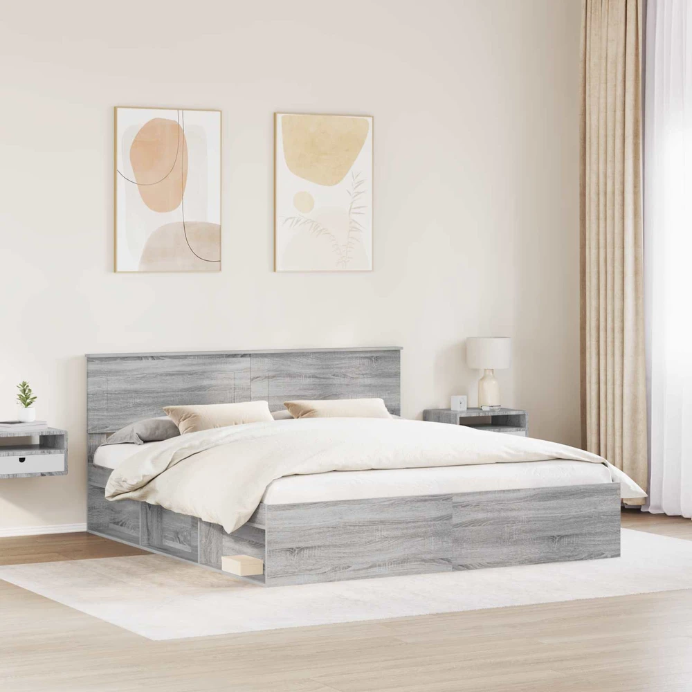 Lovos rėmas Pilkas Sonoma 200 x 200 cm Apdirbta mediena