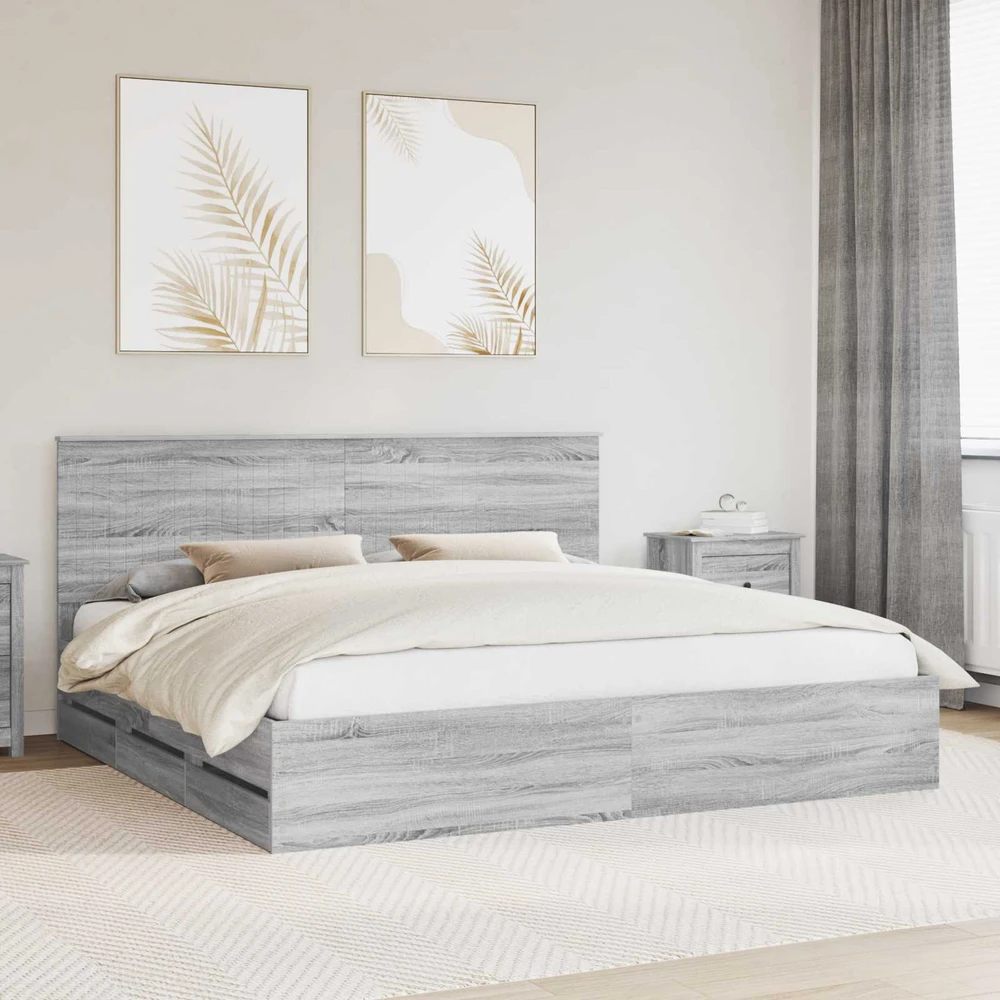 Lovos rėmas Pilkas Sonoma 200 x 200 cm Inžinerinė mediena