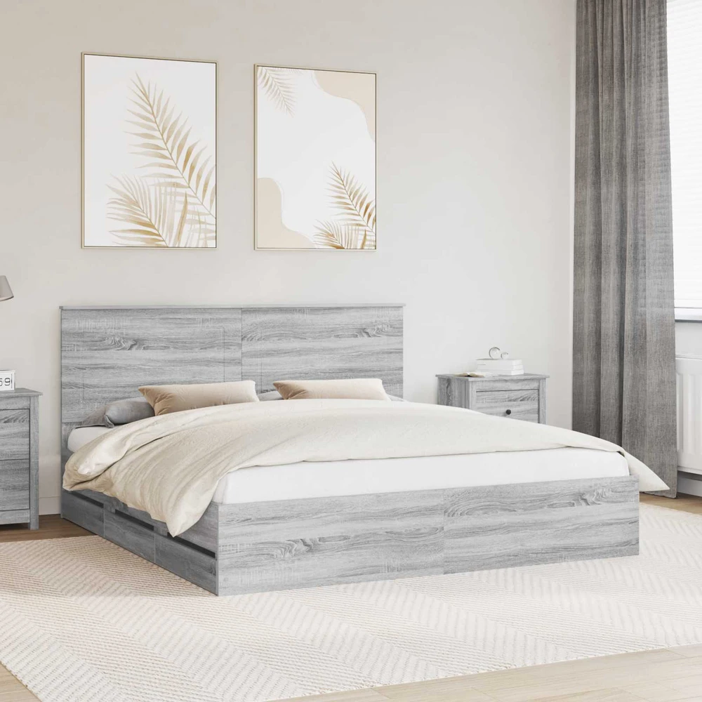 Lovos rėmas Pilkas Sonoma 200 x 200 cm Inžinerinė mediena
