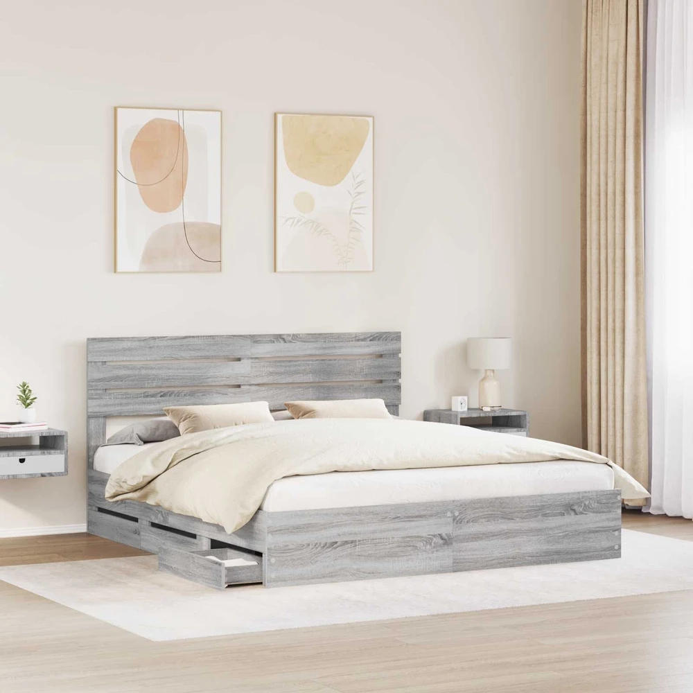 Lovos rėmas Pilkas Sonoma 200 x 200 cm Inžinerinė mediena