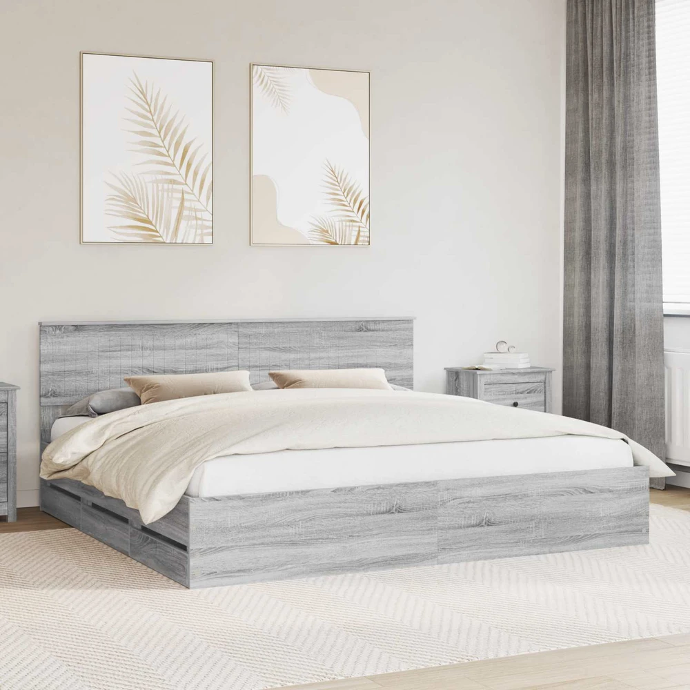 Lovos rėmas Pilkas Sonoma 200 x 200 cm Inžinerinė mediena