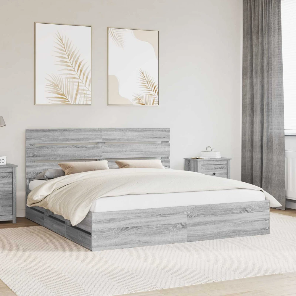 Lovos rėmas Pilkas Sonoma 200 x 200 cm Inžinerinė mediena