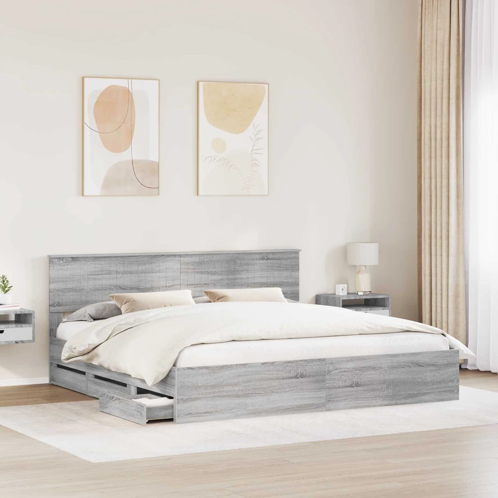 Lovos rėmas Pilkas Sonoma 200 x 200 cm Inžinerinė mediena
