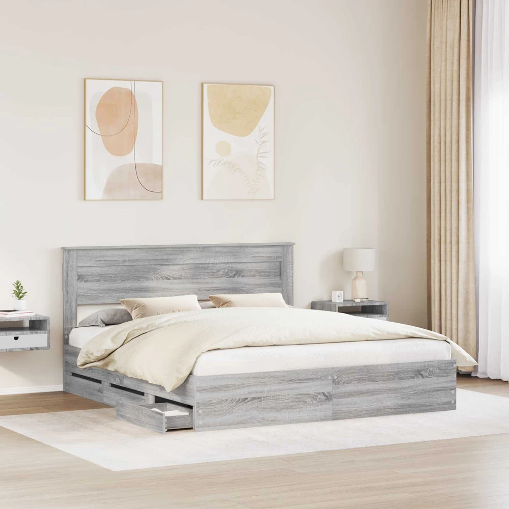 Lovos rėmas Pilkas Sonoma 200 x 200 cm Inžinerinė mediena