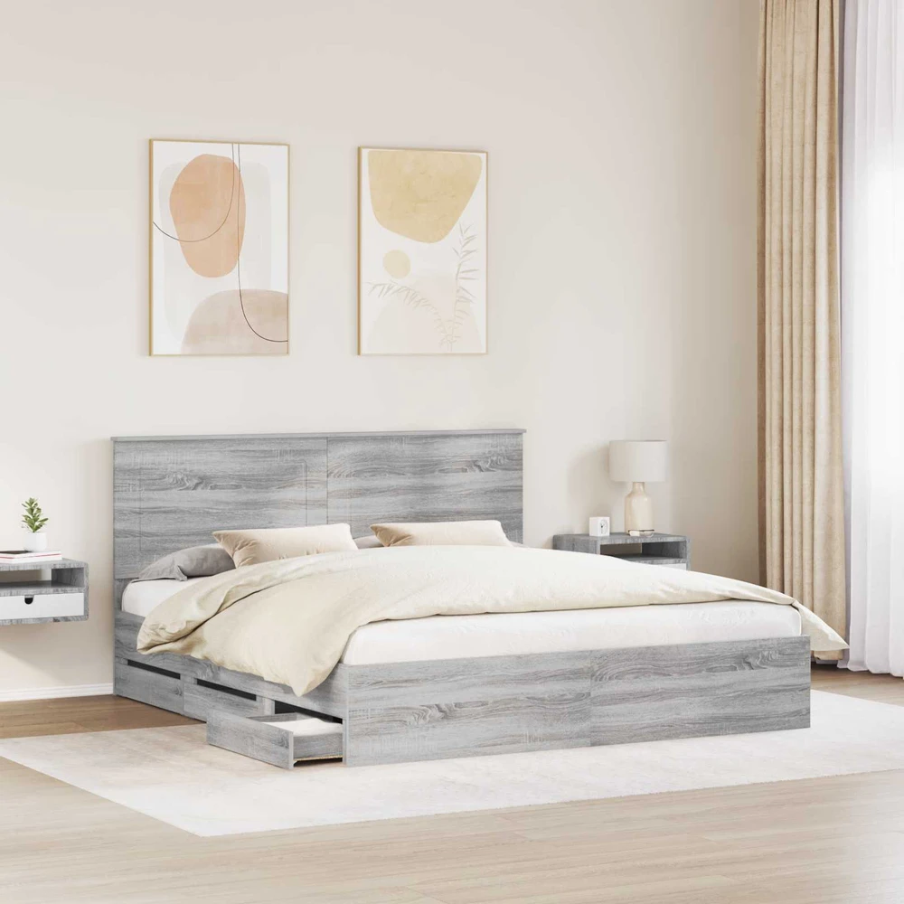 Lovos rėmas Pilkas Sonoma 200 x 200 cm Inžinerinė mediena