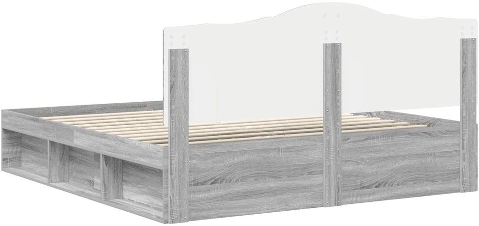 Lovos rėmas Pilkas Sonoma 200 x 200 cm Kietos pušies mediena