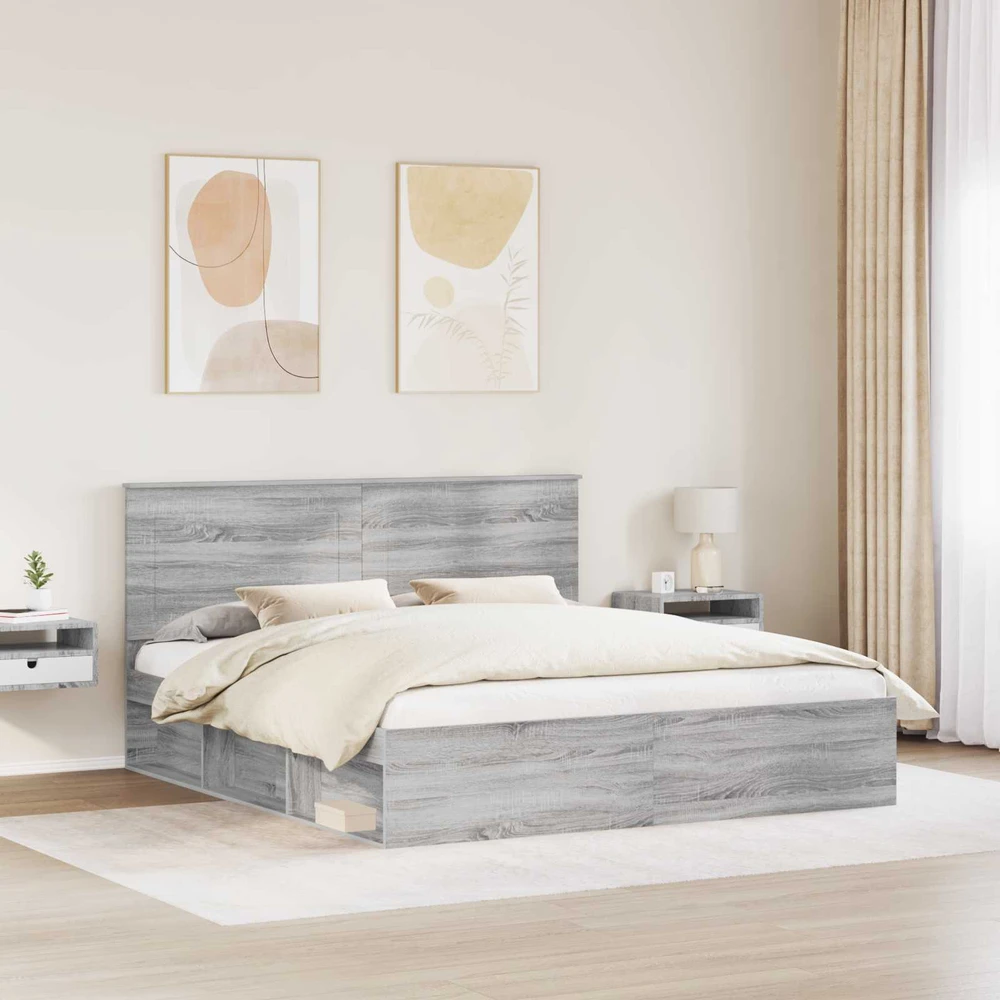 Lovos rėmas Pilkas Sonoma 200 x 200 cm Kietos pušies mediena