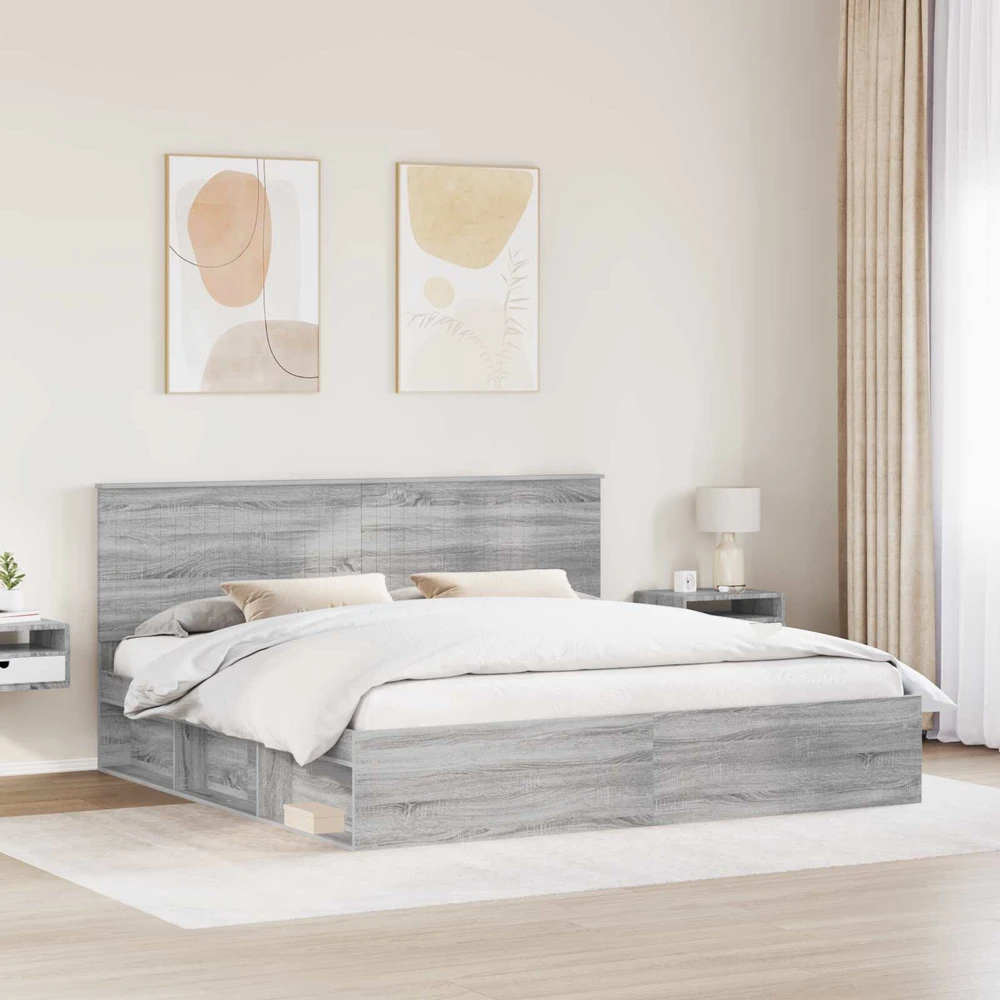Lovos rėmas Pilkas Sonoma 200 x 200 cm Kietos pušies mediena