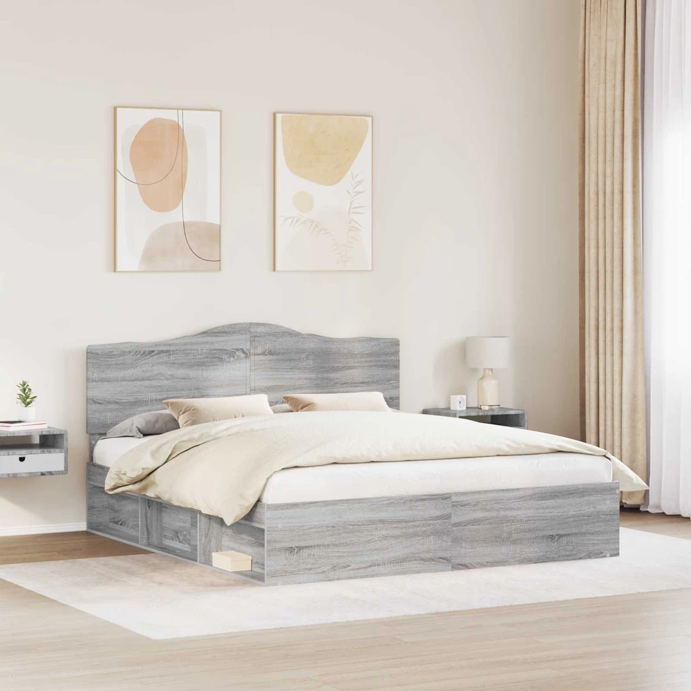 Lovos rėmas Pilkas Sonoma 200 x 200 cm Kietos pušies mediena