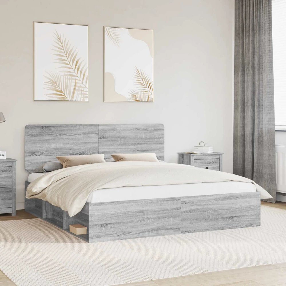 Lovos rėmas Pilkas Sonoma 200 x 200 cm Kietos pušies mediena