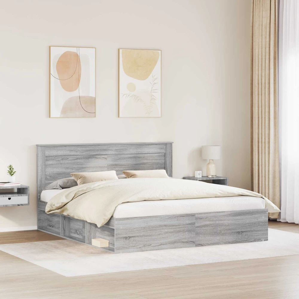 Lovos rėmas Pilkas Sonoma 200 x 200 cm Kietos pušies mediena