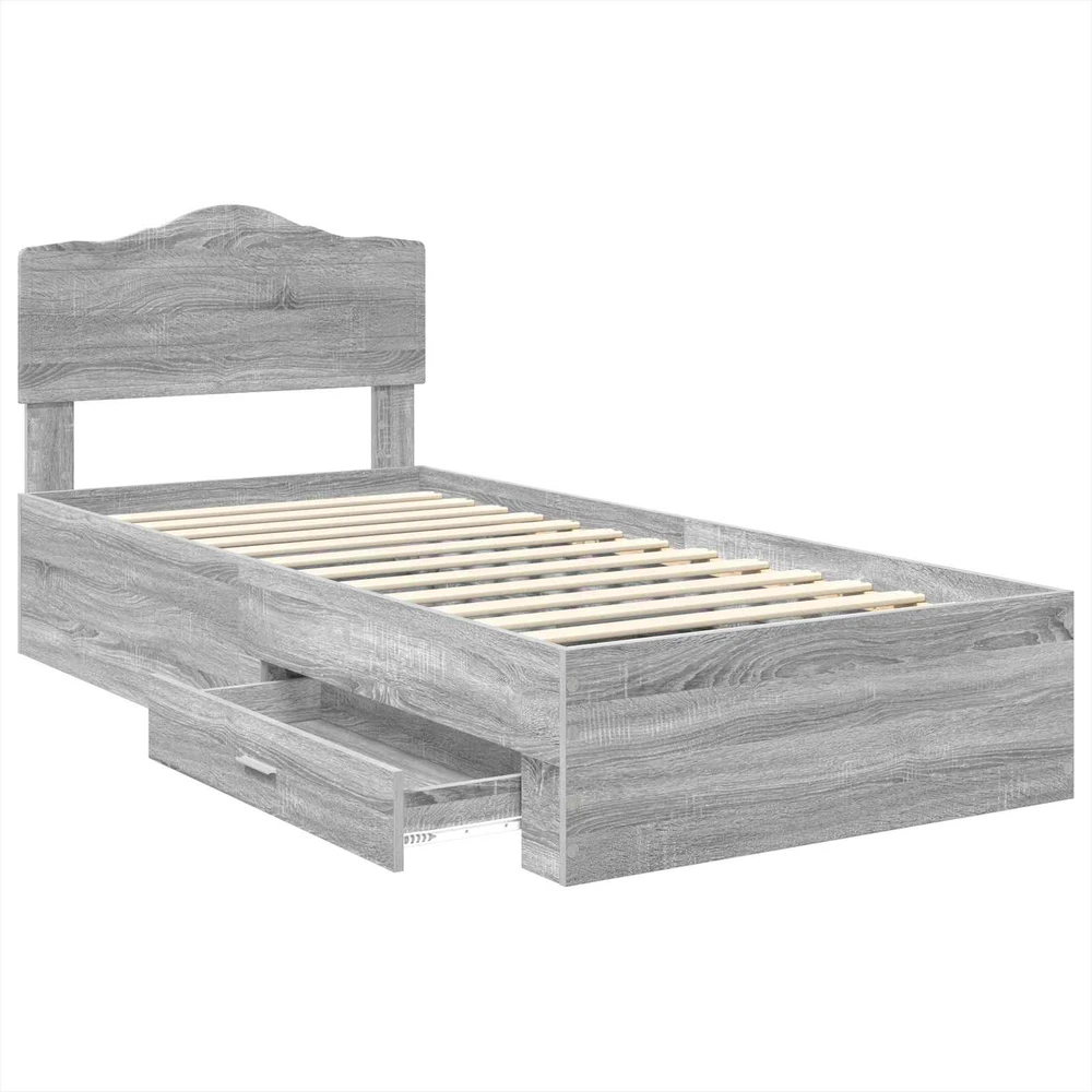 Lova Lovos rėmas Pilkas Sonoma 70 x 190 cm Apdirbta mediena