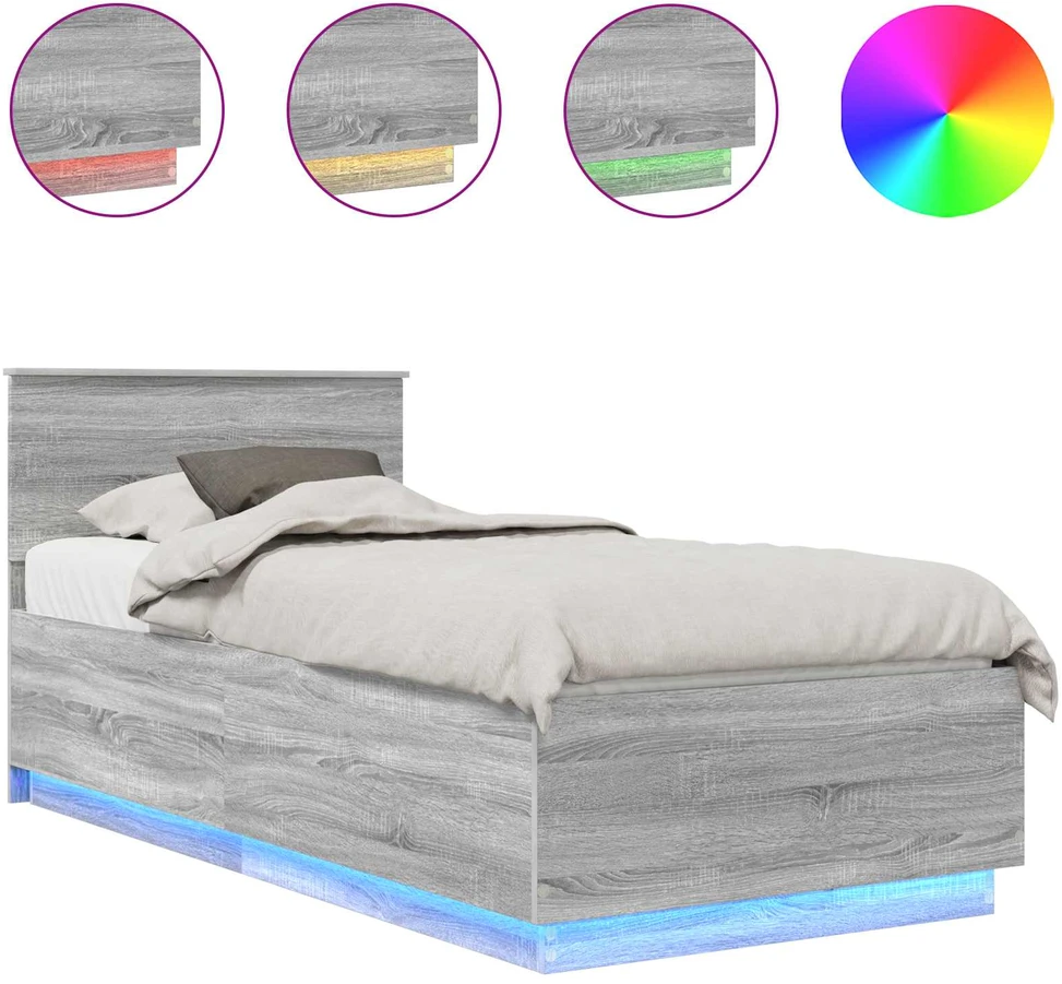Lova Lovos rėmas Pilkas Sonoma 70 x 190 cm Apdirbta mediena