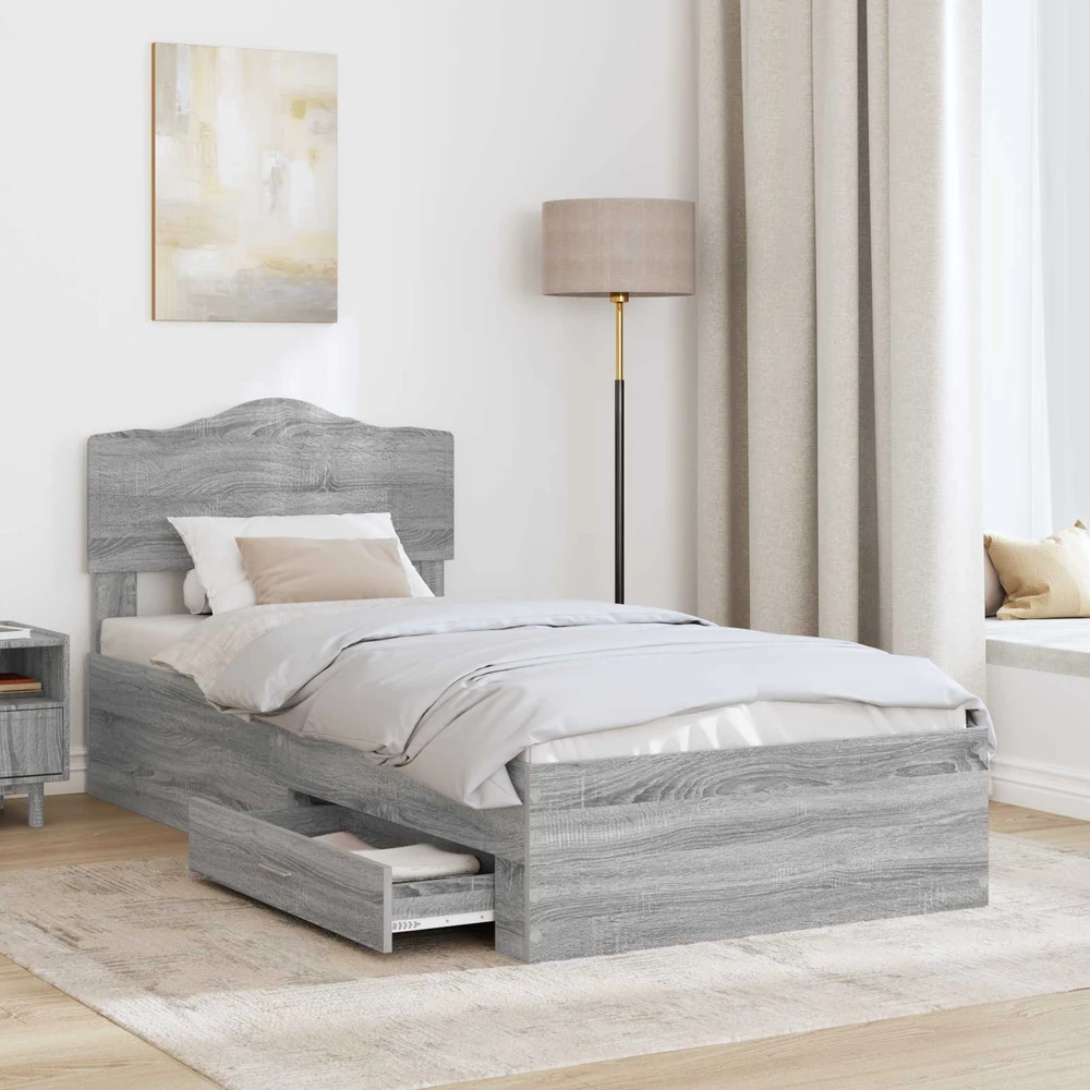 Lova Lovos rėmas Pilkas Sonoma 70 x 190 cm Apdirbta mediena