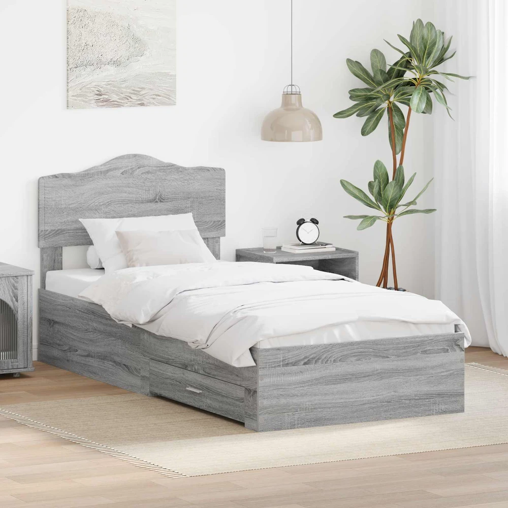 Lova Lovos rėmas Pilkas Sonoma 70 x 190 cm Apdirbta mediena