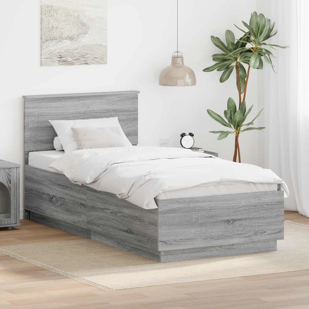 Lova Lovos rėmas Pilkas Sonoma 70 x 190 cm Apdirbta mediena