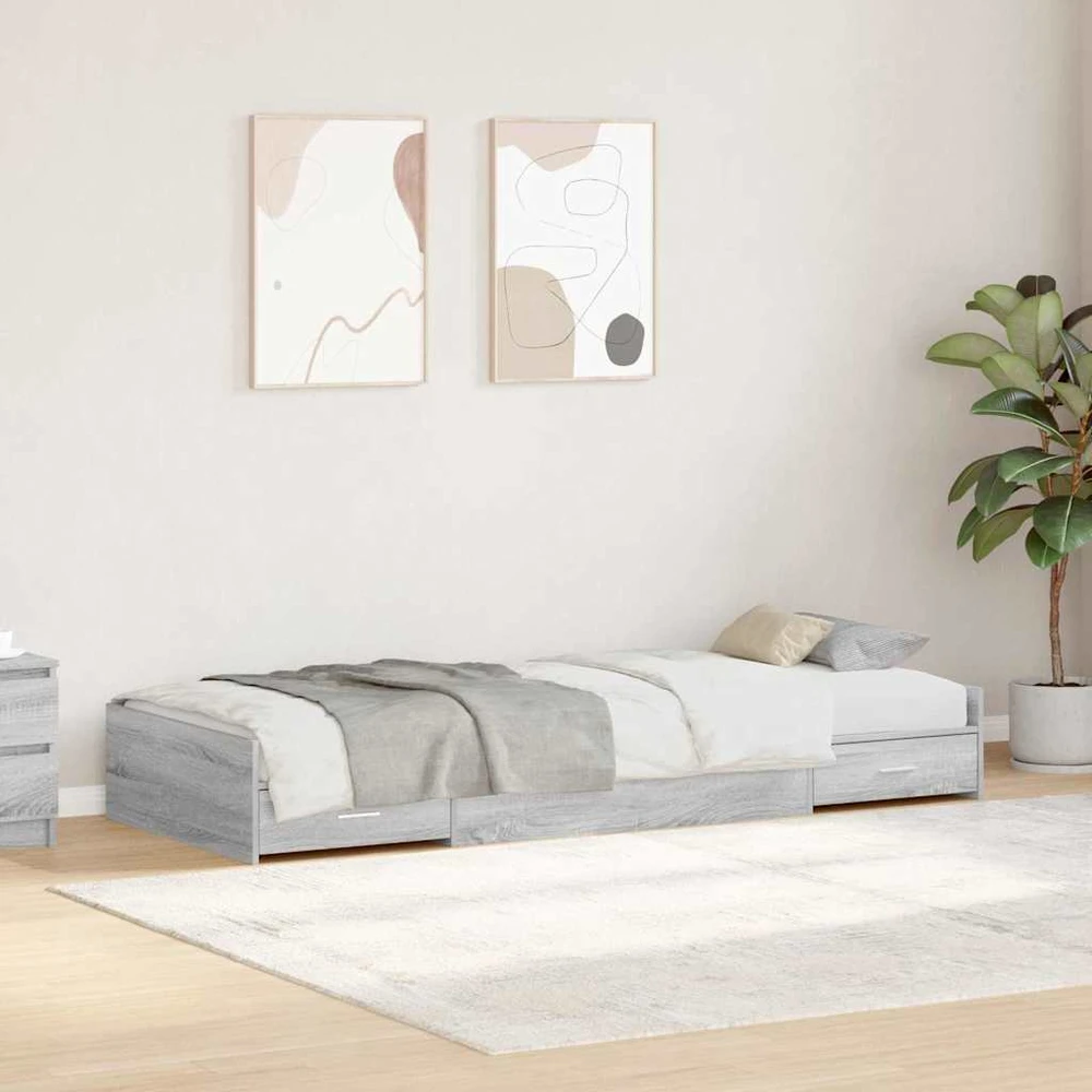 Lova Lovos rėmas Pilkas Sonoma 75 x 190 cm Apdirbta mediena