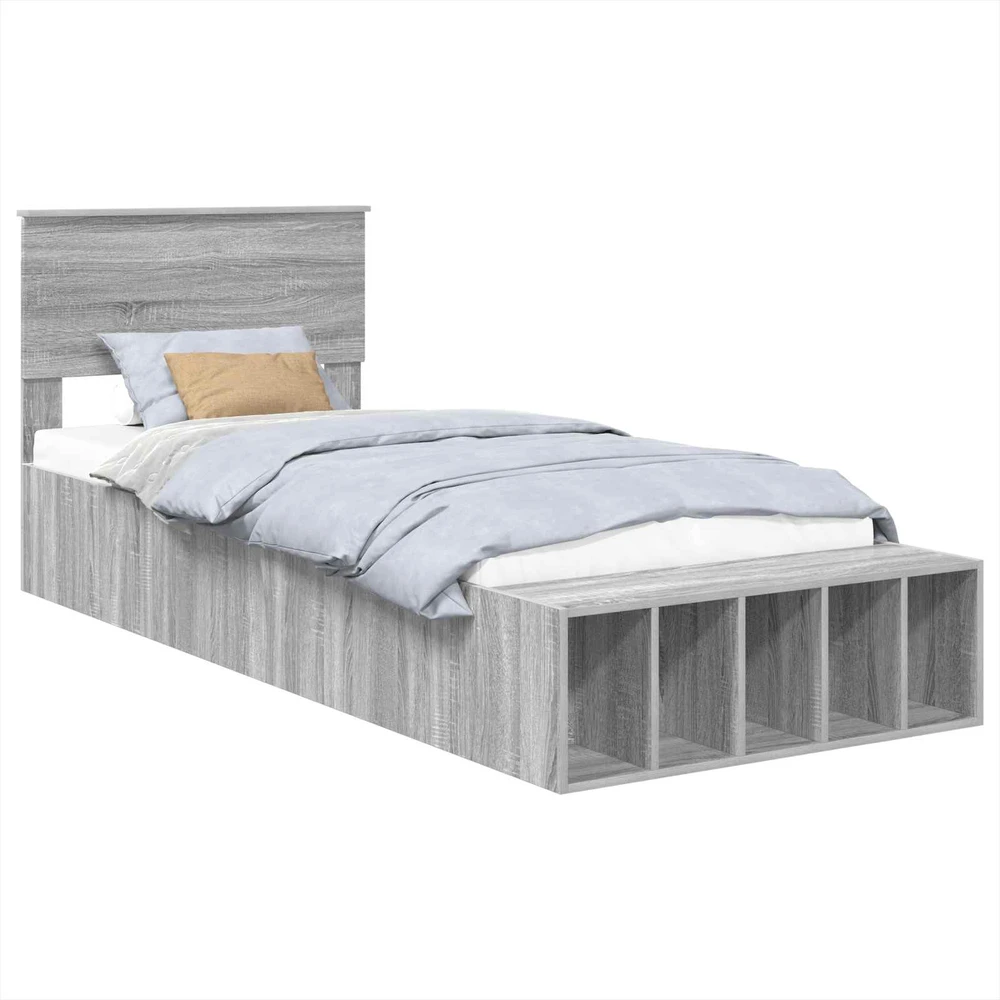 Lova Lovos rėmas Pilkas Sonoma 75 x 190 cm Apdirbta mediena