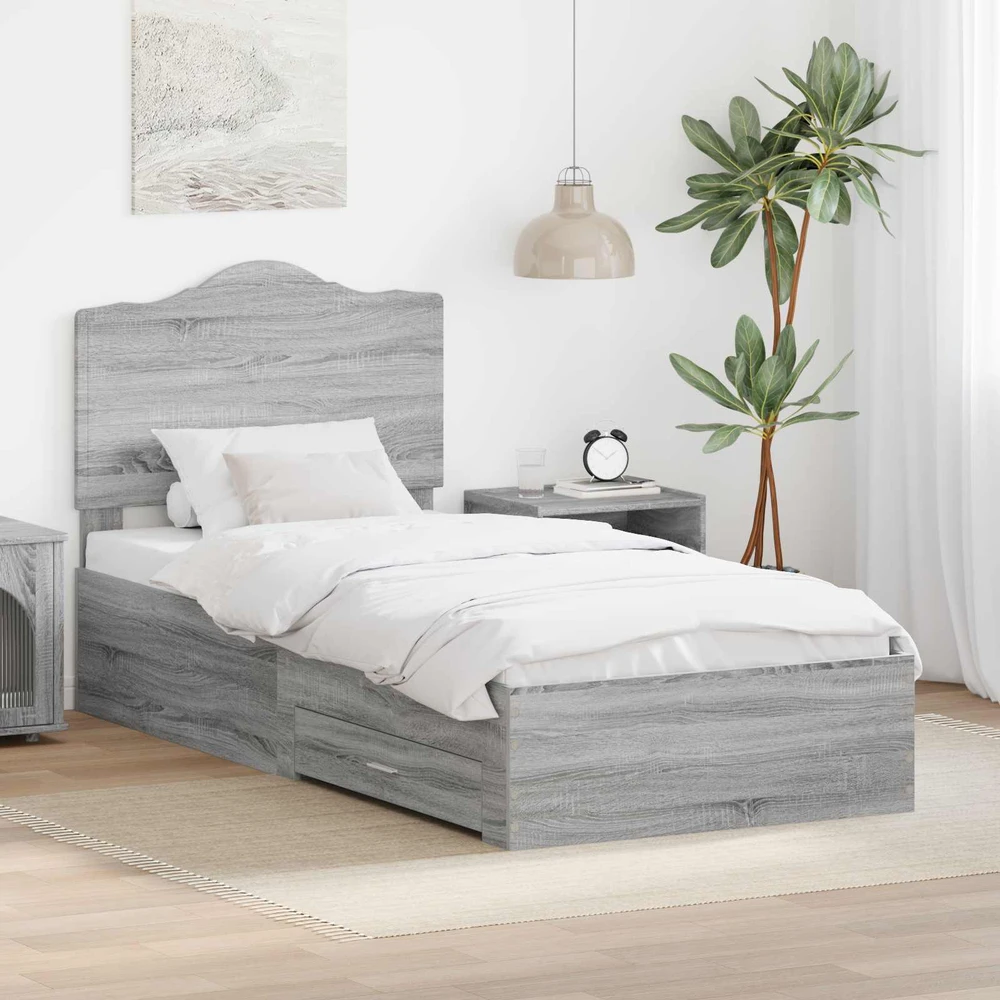Lova Lovos rėmas Pilkas Sonoma 75 x 190 cm Apdirbta mediena