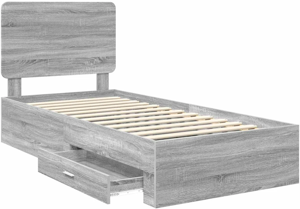 Lova Lovos rėmas Pilkas Sonoma 75 x 190 cm Apdirbta mediena