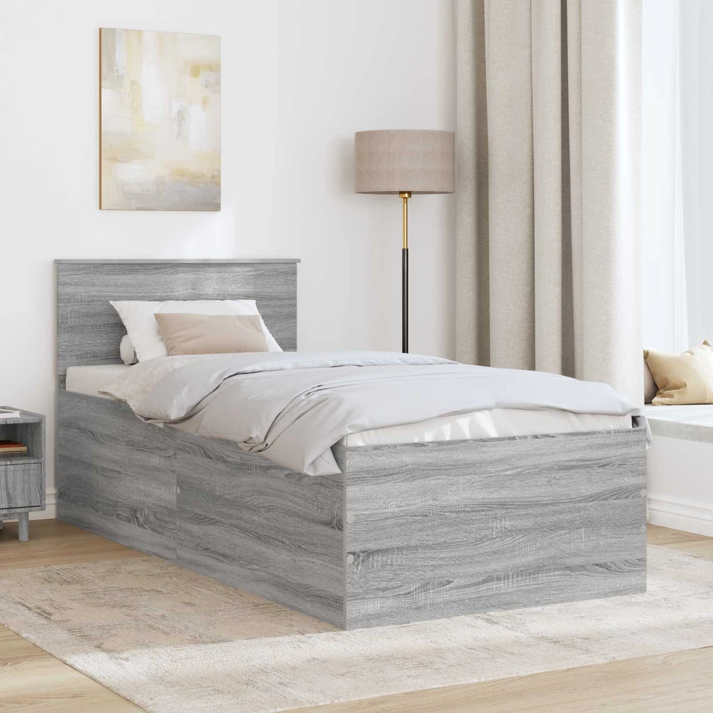 Lova Lovos rėmas Pilkas Sonoma 75 x 190 cm Apdirbta mediena