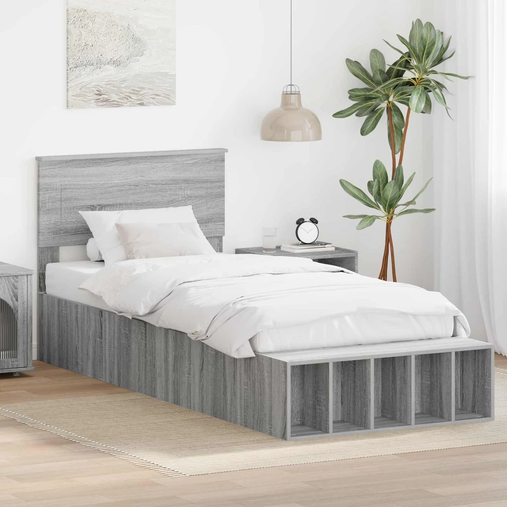 Lova Lovos rėmas Pilkas Sonoma 75 x 190 cm Apdirbta mediena