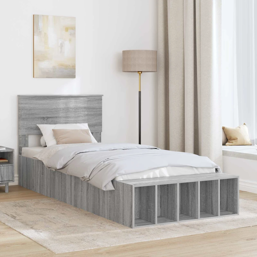 Lova Lovos rėmas Pilkas Sonoma 75 x 190 cm Apdirbta mediena
