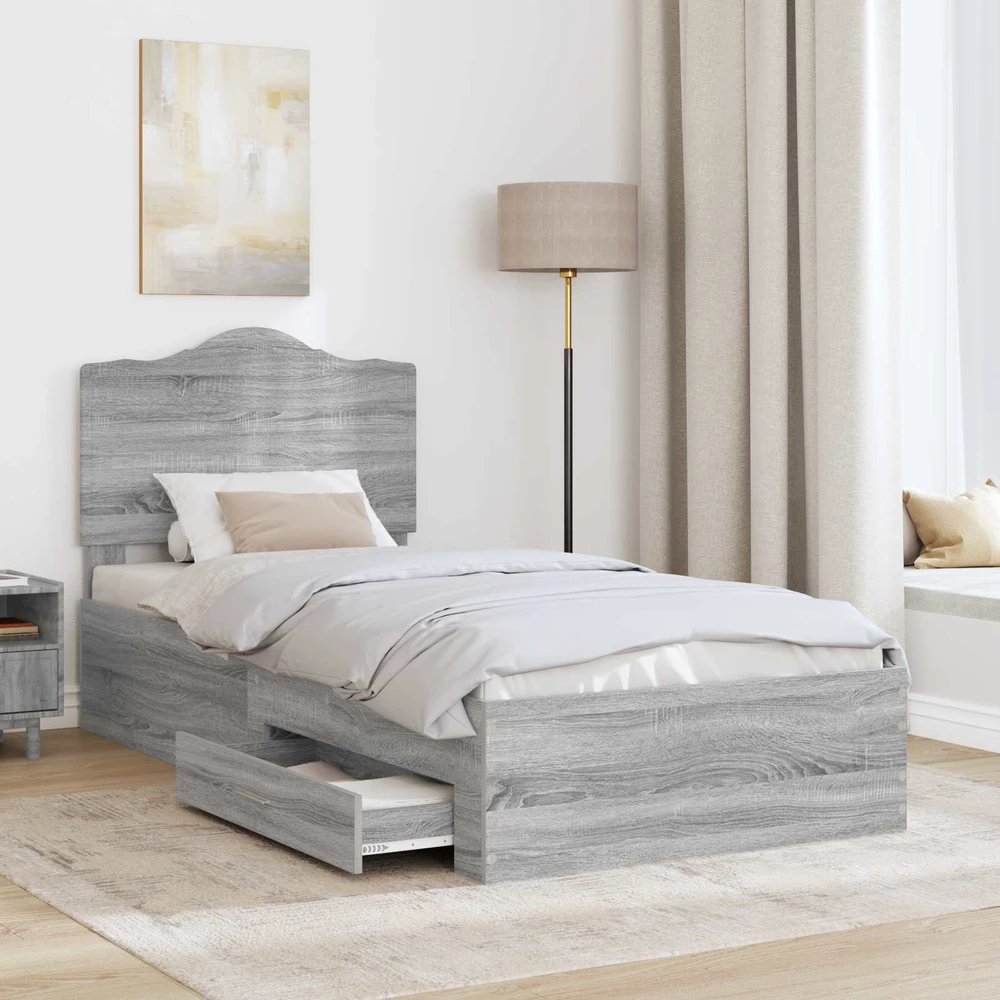 Lova Lovos rėmas Pilkas Sonoma 75 x 190 cm Apdirbta mediena
