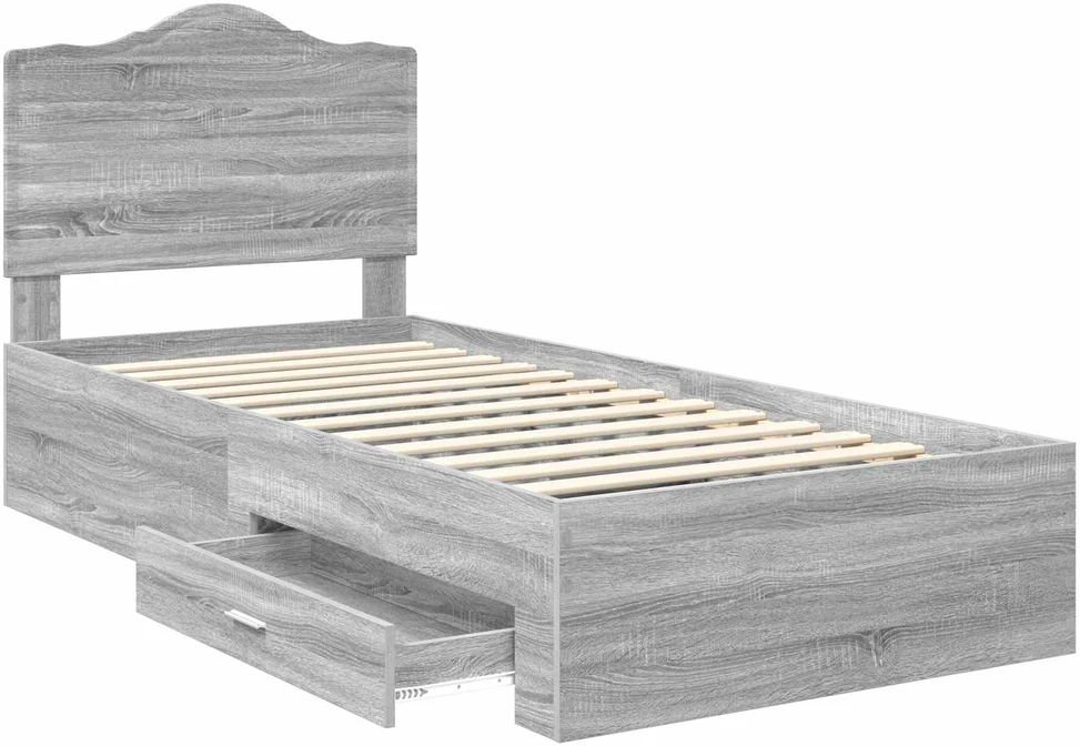 Lova Lovos rėmas Pilkas Sonoma 75 x 190 cm Apdirbta mediena