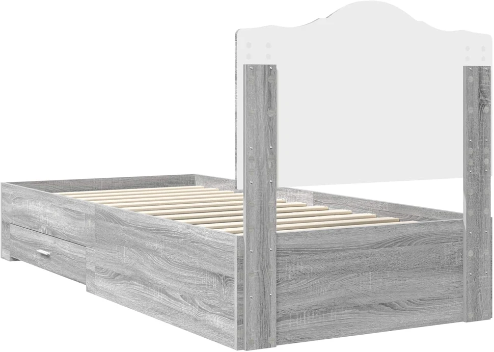 Lova Lovos rėmas Pilkas Sonoma 75 x 190 cm Apdirbta mediena