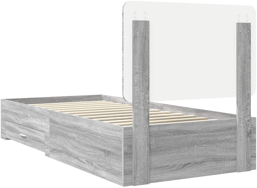 Lova Lovos rėmas Pilkas Sonoma 75 x 190 cm Apdirbta mediena