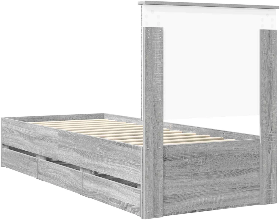 Lova Lovos rėmas Pilkas Sonoma 75 x 190 cm Inžinerinė mediena