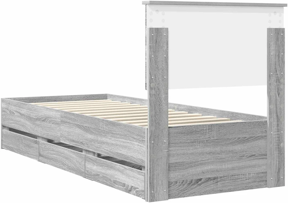 Lova Lovos rėmas Pilkas Sonoma 75 x 190 cm Inžinerinė mediena