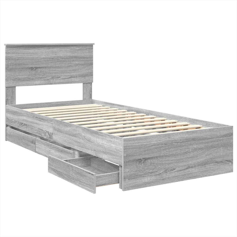 Lova Lovos rėmas Pilkas Sonoma 75 x 190 cm Inžinerinė mediena