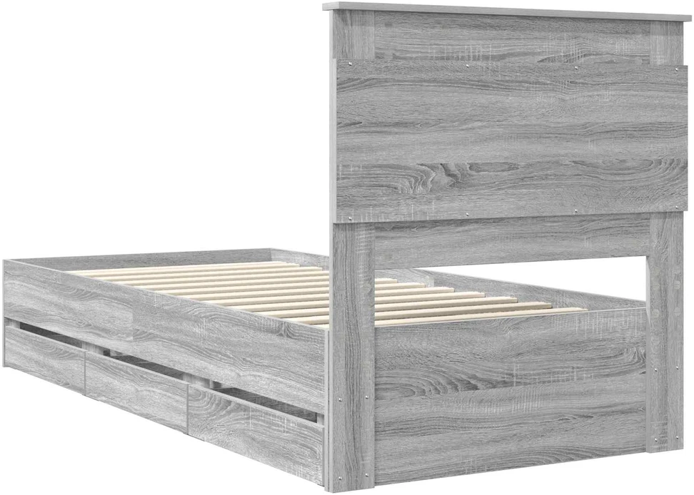 Lova Lovos rėmas Pilkas Sonoma 75 x 190 cm Inžinerinė mediena