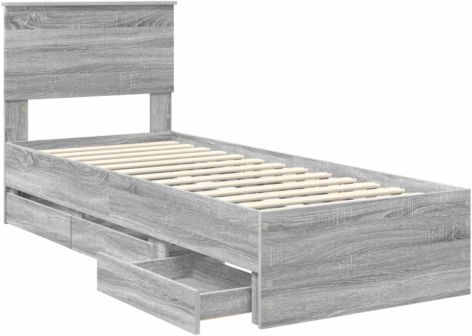 Lova Lovos rėmas Pilkas Sonoma 75 x 190 cm Inžinerinė mediena