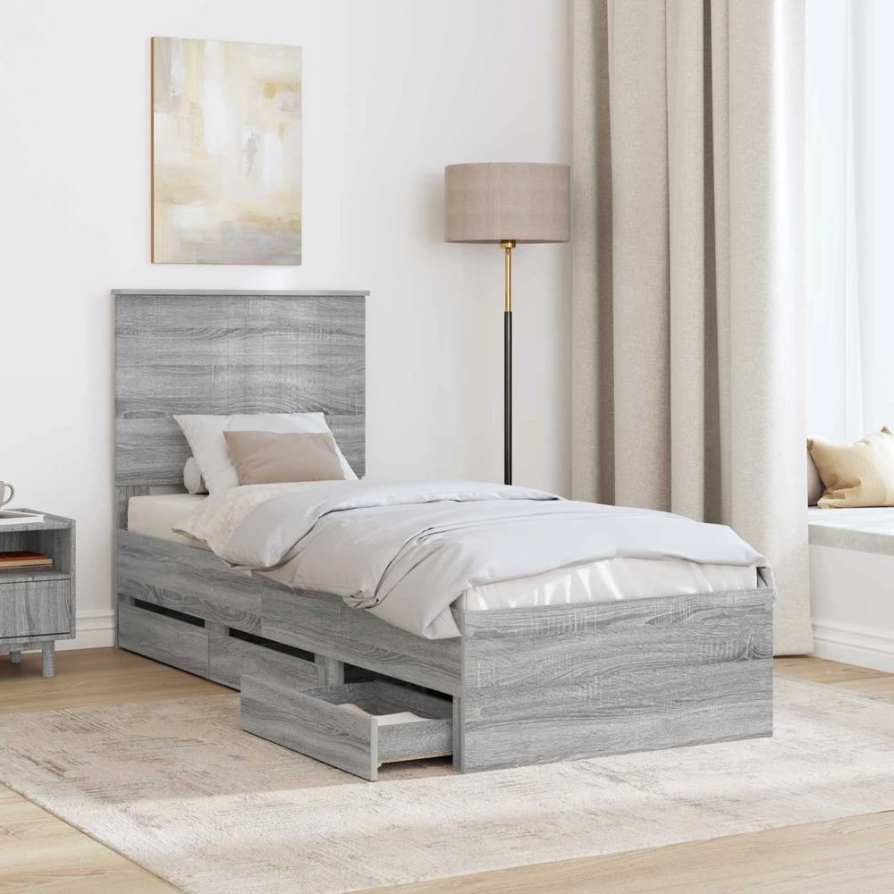 Lova Lovos rėmas Pilkas Sonoma 75 x 190 cm Inžinerinė mediena