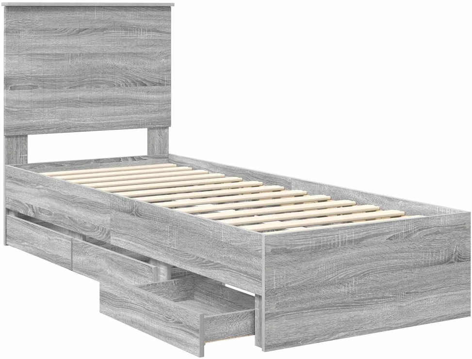 Lova Lovos rėmas Pilkas Sonoma 75 x 190 cm Inžinerinė mediena