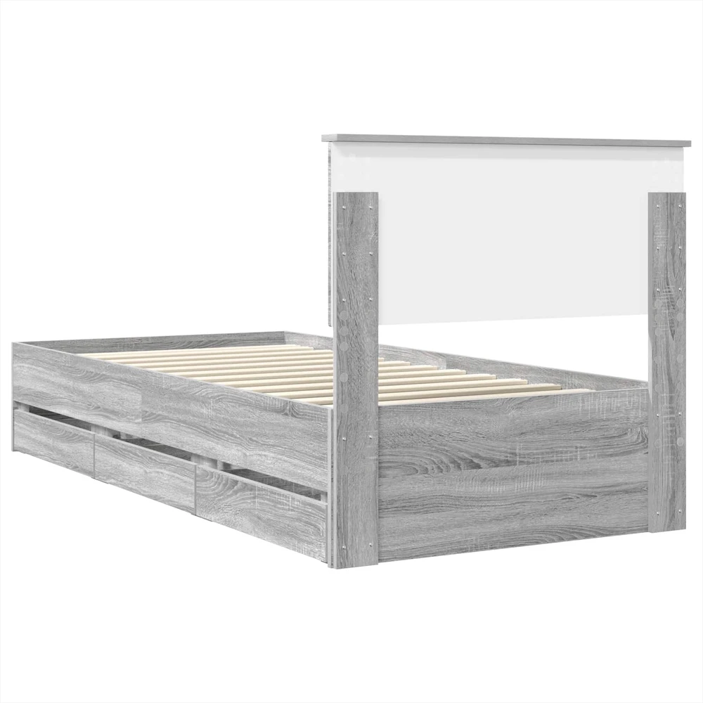 Lova Lovos rėmas Pilkas Sonoma 75 x 190 cm Inžinerinė mediena