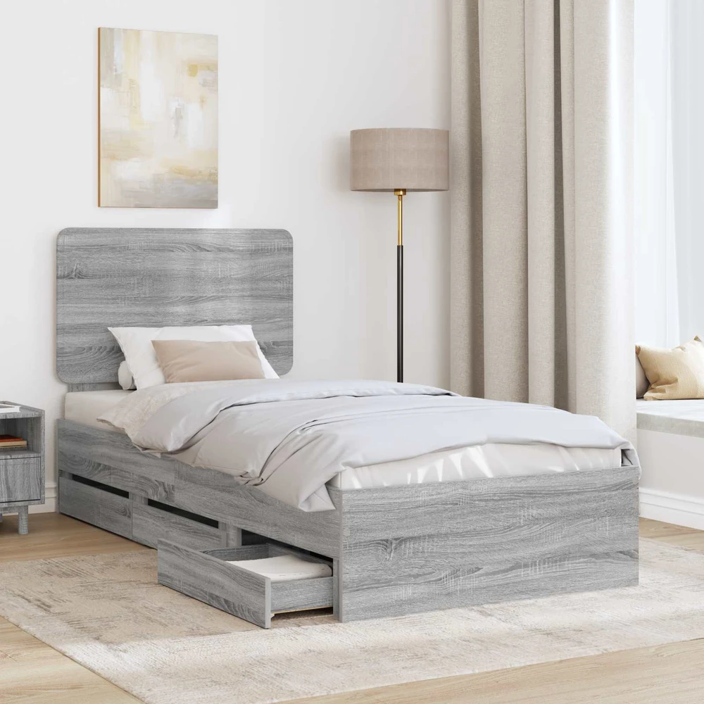 Lova Lovos rėmas Pilkas Sonoma 75 x 190 cm Inžinerinė mediena