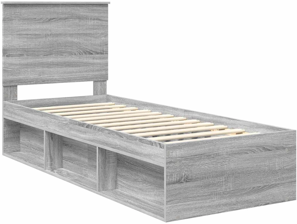 Lova Lovos rėmas Pilkas Sonoma 75 x 190 cm Kietos pušies mediena