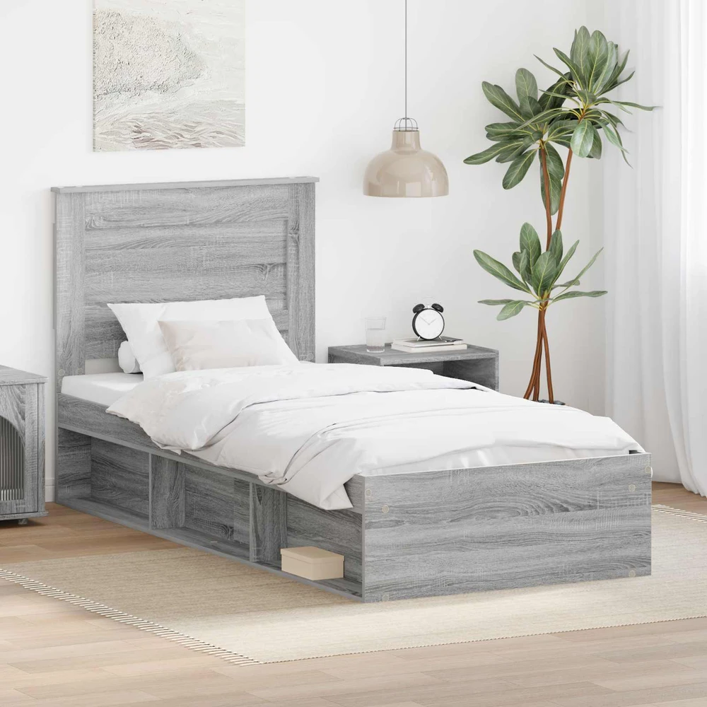 Lova Lovos rėmas Pilkas Sonoma 75 x 190 cm Kietos pušies mediena