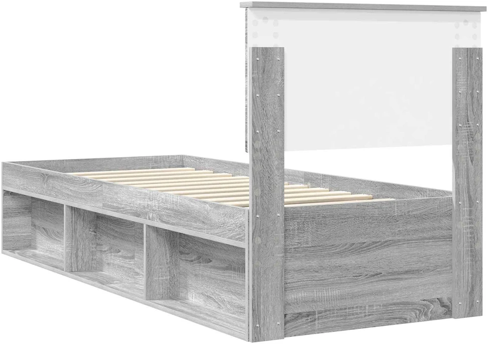 Lova Lovos rėmas Pilkas Sonoma 75 x 190 cm Kietos pušies mediena