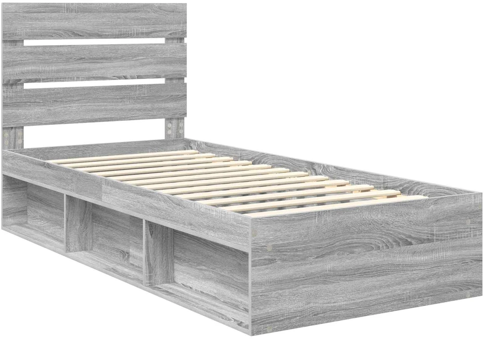 Lova Lovos rėmas Pilkas Sonoma 75 x 190 cm Kietos pušies mediena