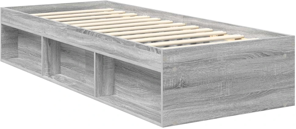 Lova Lovos rėmas Pilkas Sonoma 75 x 190 cm Kietos pušies mediena