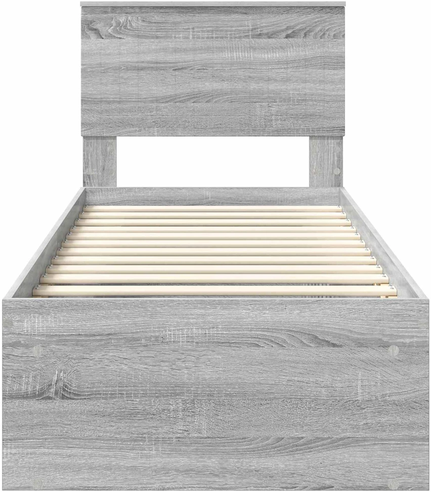 Lova Lovos rėmas Pilkas Sonoma 75 x 190 cm Kietos pušies mediena