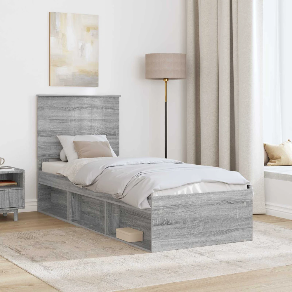 Lova Lovos rėmas Pilkas Sonoma 75 x 190 cm Kietos pušies mediena