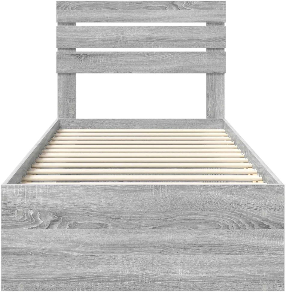 Lova Lovos rėmas Pilkas Sonoma 75 x 190 cm Kietos pušies mediena